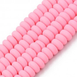 Tira de abalorios discos redondos (heishi), color rosado palido