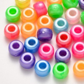 abalorios de pony de acrilico en colores mixtos perlados