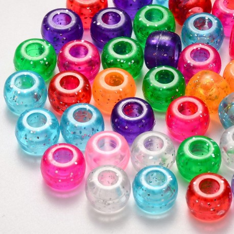 abalorios de columna de acrilico en colores mixtos con escarcha