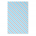 Caja de regalo de cartulina patrón de rayas diagonales azul y celeste. Navidad