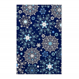 Caja de regalo de cartulina patrón de copos de nieve en azul oscuro. Navidad