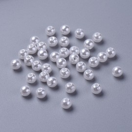 Paquete de 100 de abalorios de perlas blancas. 6mm