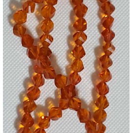 Cristales de vidrio facetado twister, color Naranja de 8mm.