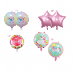 Paquete 6 globos de unicornios y estrellas