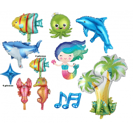 Paquete 16 globos de Sirenita