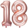 Globo de Aluminio Oro Rosa, Número "18"