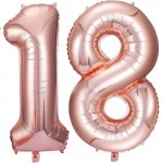 Globo de Aluminio Oro Rosa, Número "18"