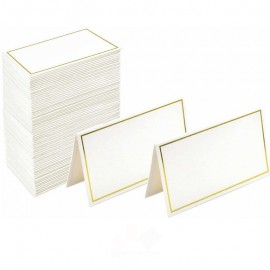 Paquete de 100 tarjetas blancas con borde dorado
