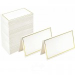 Paquete de 100 tarjetas blancas con borde dorado