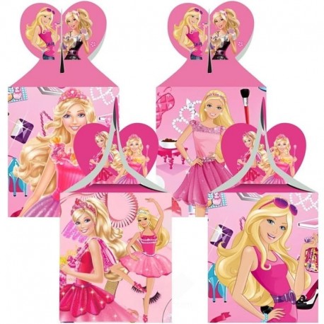 Paquete de 12 cajas para confites “BARBIE”. 8,9x9,4x8,9 cms