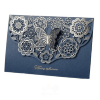 Paquete de 25 invitaciones de mariposa y su sobres color azul marino