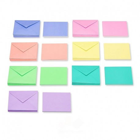 Paquete de 120 sets de sobres y tarjeta en 8 colores diferentes