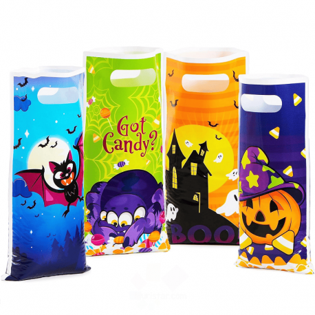 Paquete de 72 bolsas plásticas con diseño de Halloween