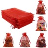 Paquete de 50 bolsas de organza rojas. Tamaño 10x15 cms